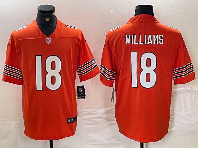 Men Chicago Bears 18 Williams Orange Second generation 2024 Nike Limited NFL Jersey style 1